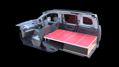 シトロエンベルランゴ〜無加工でベルランゴの車内にベッドを展開できるキットを発売2