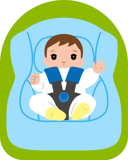 乳児用チャイルドシートの装着例